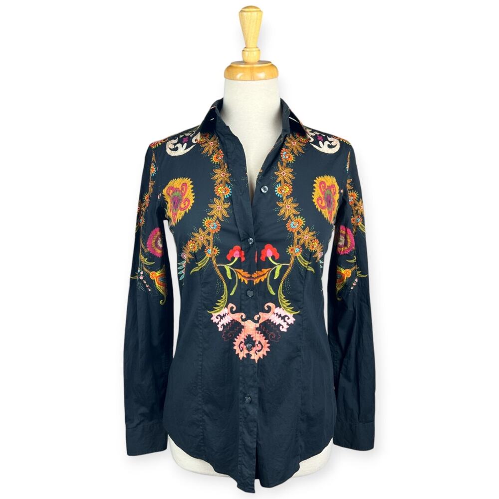 Awesome Etro 🍁Fall Black/gold/buterscotch Cotton Button-Up
